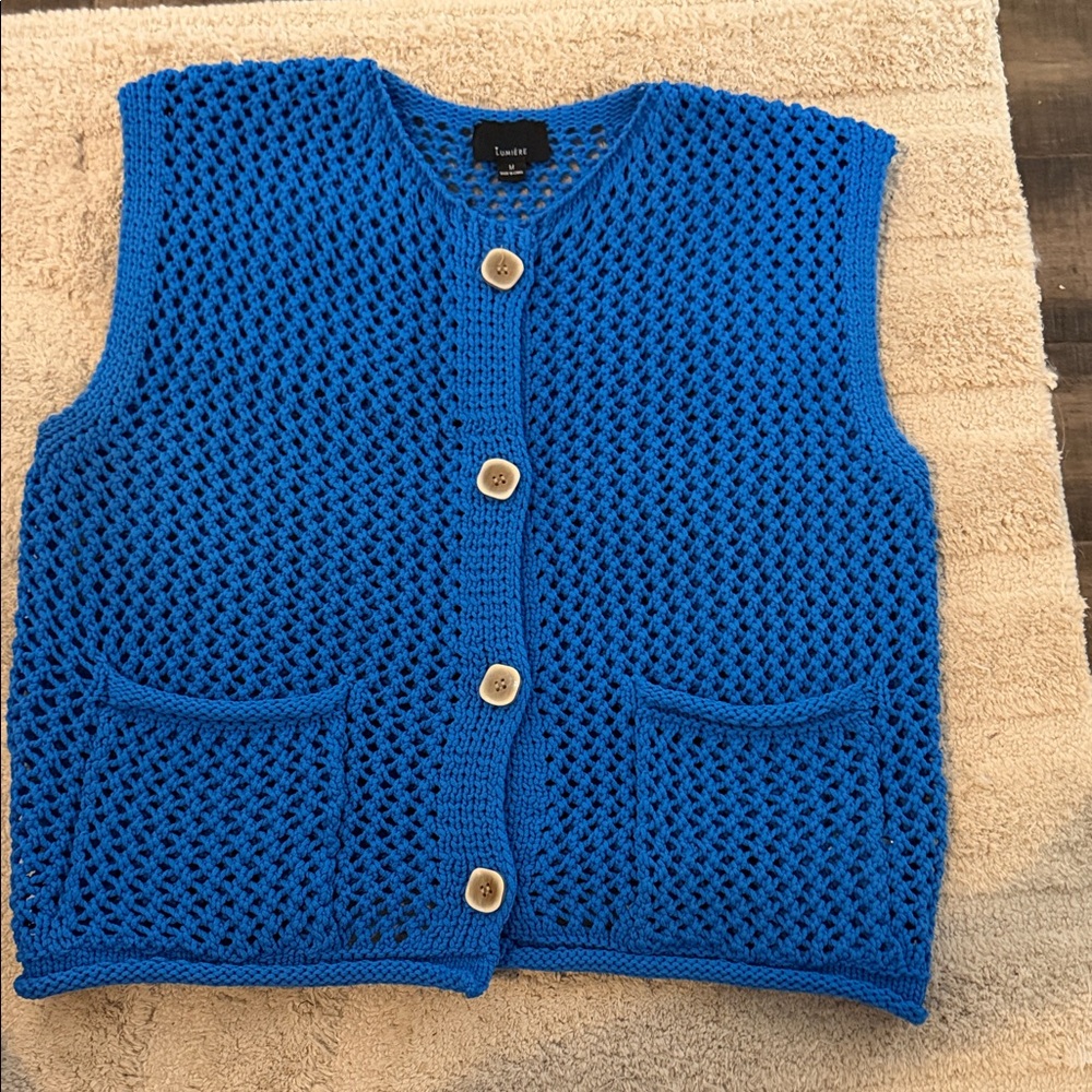 Lumiere Blue Knit Sleeveless Top